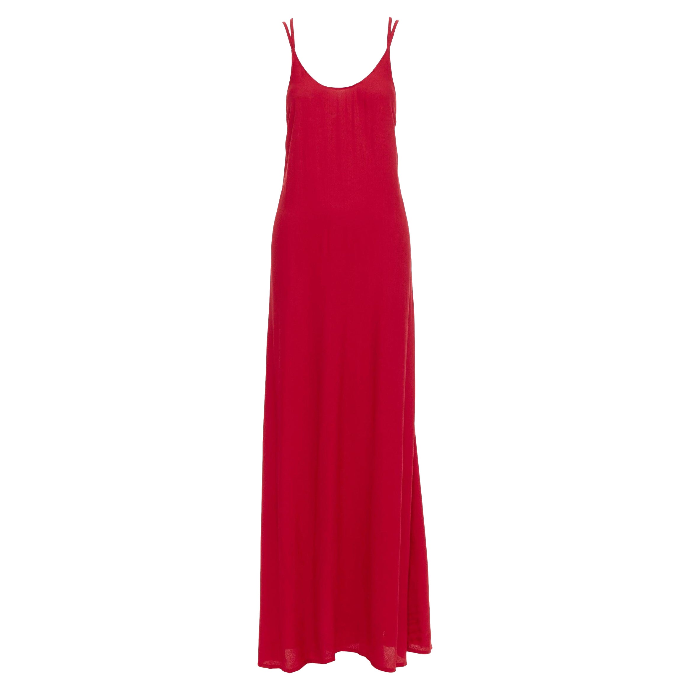 REFORMATION Miguel abito rosso ciliegia in misto viscosa con incrocio aperto sul retro XS in vendita