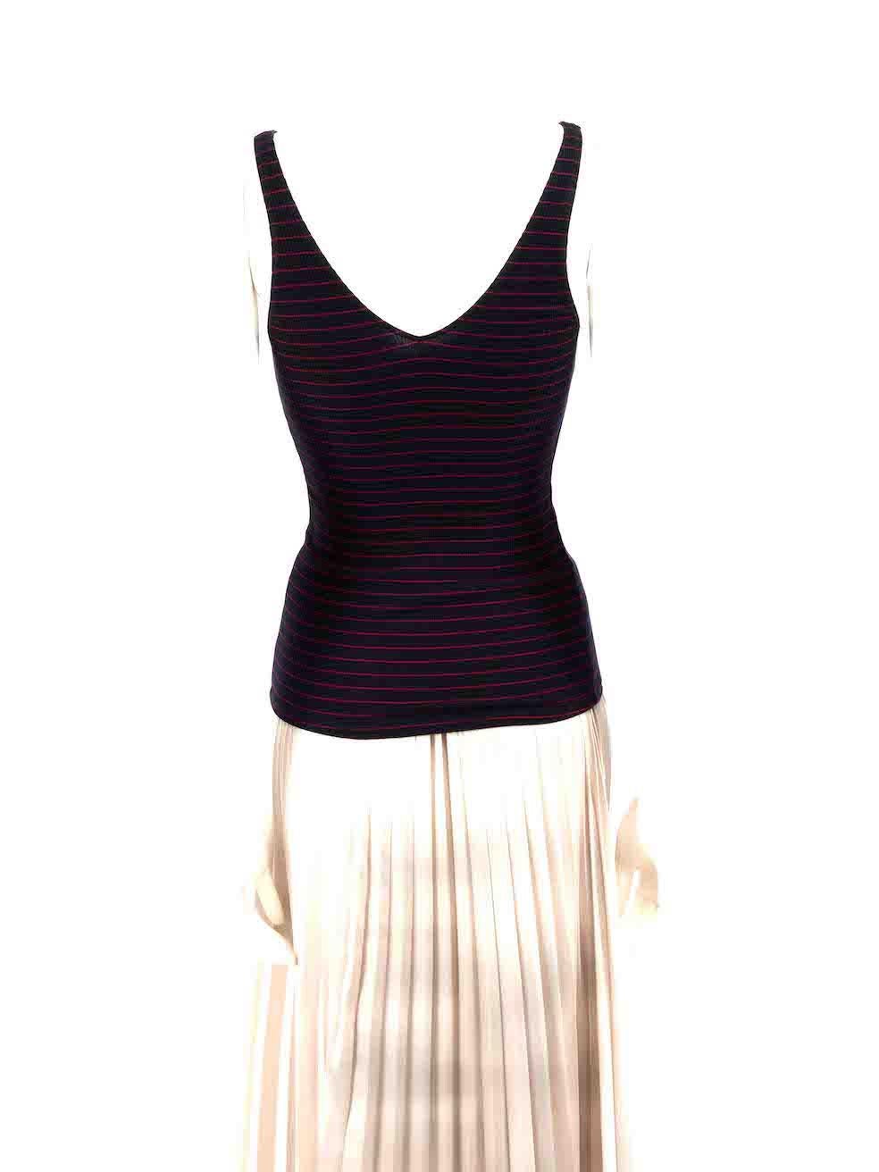 Reformation Navy Ribbed Knit Striped Tank Top Size XS In Good Condition For Sale In London, GB