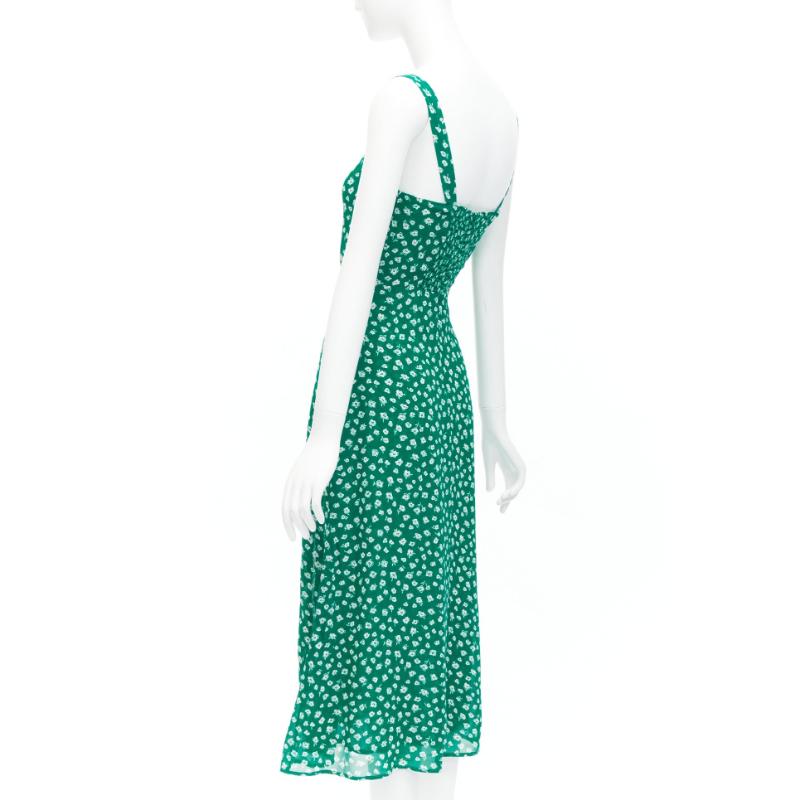 REFORMATION Nectarine green white floral print flowy midi dress US0 XS 1