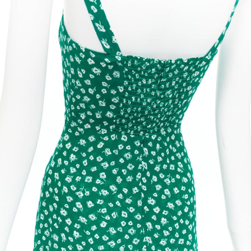 REFORMATION Nectarine green white floral print flowy midi dress US0 XS 2