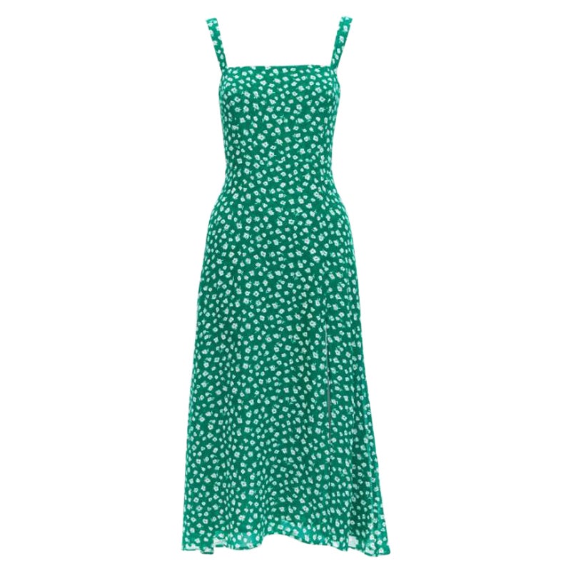 REFORMATION Nectarine green white floral print flowy midi dress US0 XS