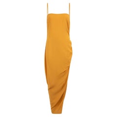 Reformation Orange Ruched Midi Slip Dress Size S