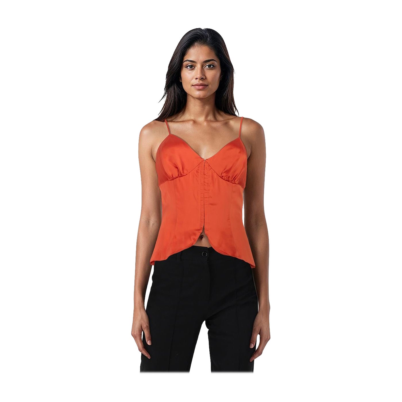 Reformation Orange Seiden-Top Größe M im Angebot