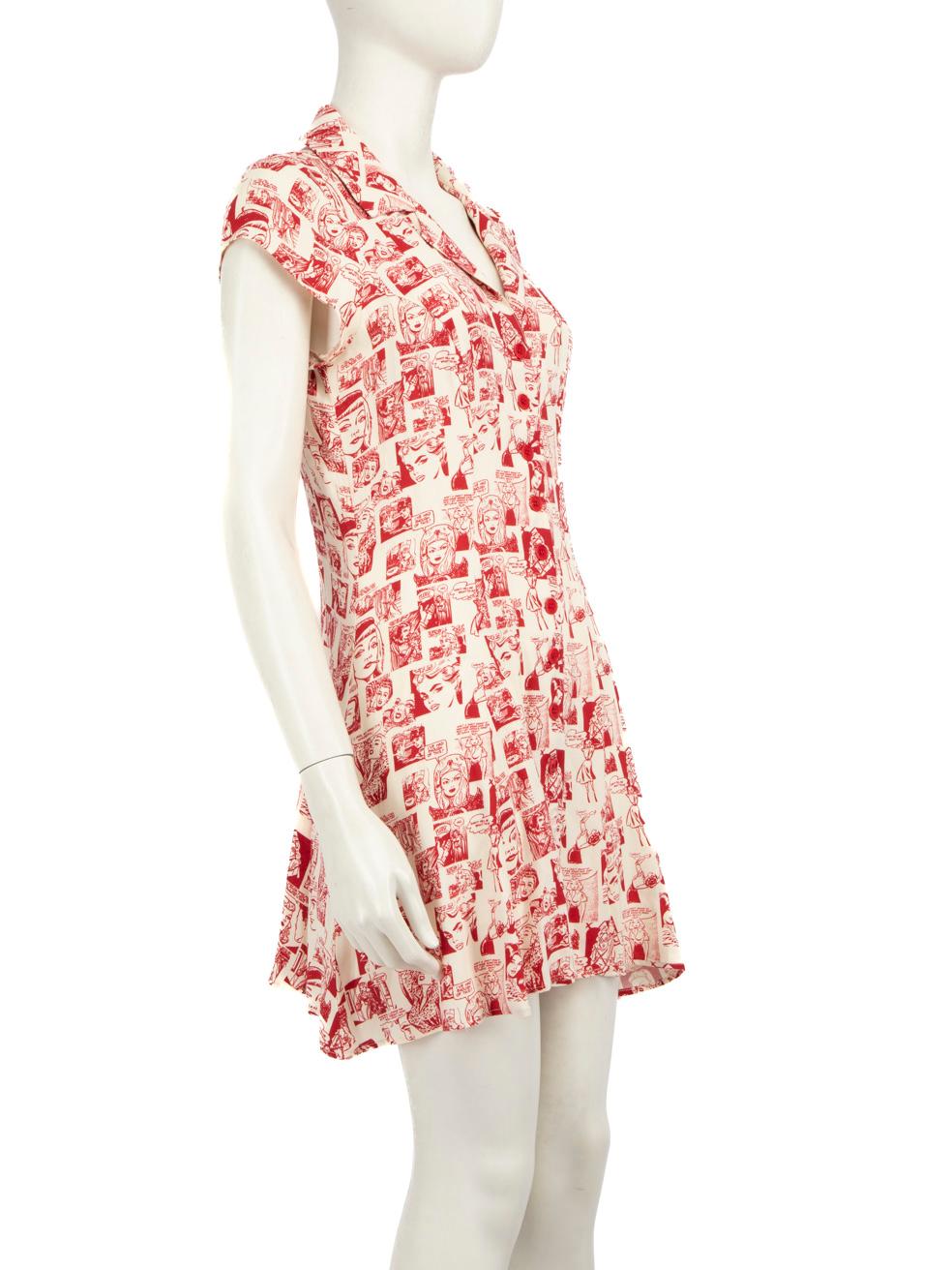 CONDITION is Never worn, with tags. No visible wear to dress is evident on this new Reformation designer resale item.
 
 
 
 Details
 
 
 Red
 
 Viscose
 
 Dress
 
 Cartoon print
 
 Mini
 
 Front button up fastening
 
 Short sleeves
 
 V-neck
 
 
 
