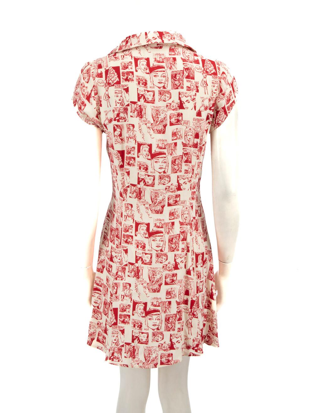 White Reformation Red Cartoon Print Mini Dress Size M