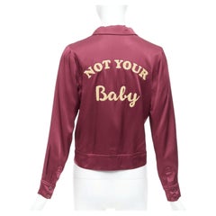 REFORMATION red satin Not Your Baby embroidery crop jacket XS