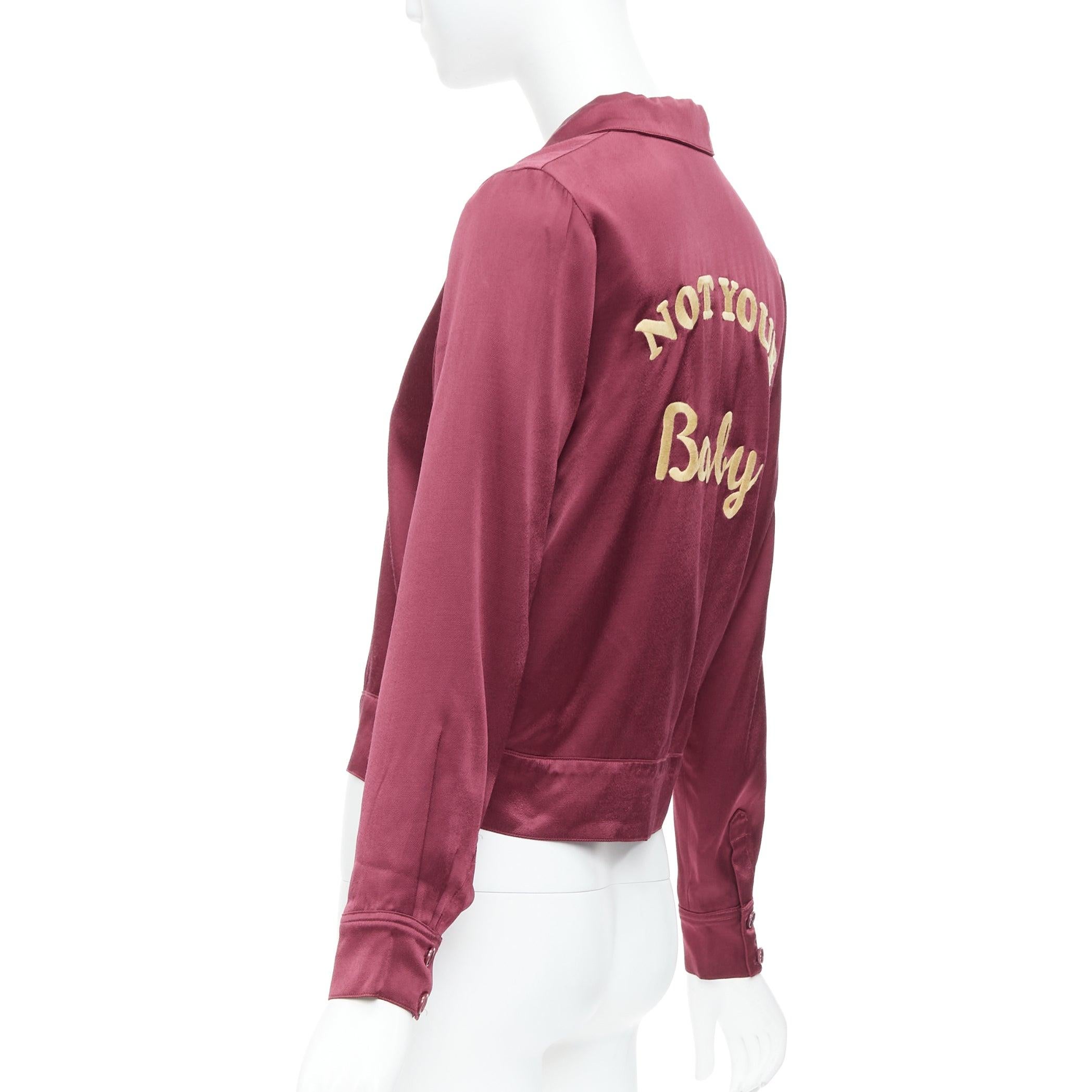 REFORMATION veste crop en satin rouge brodée Not Your Baby XS Pour femmes en vente