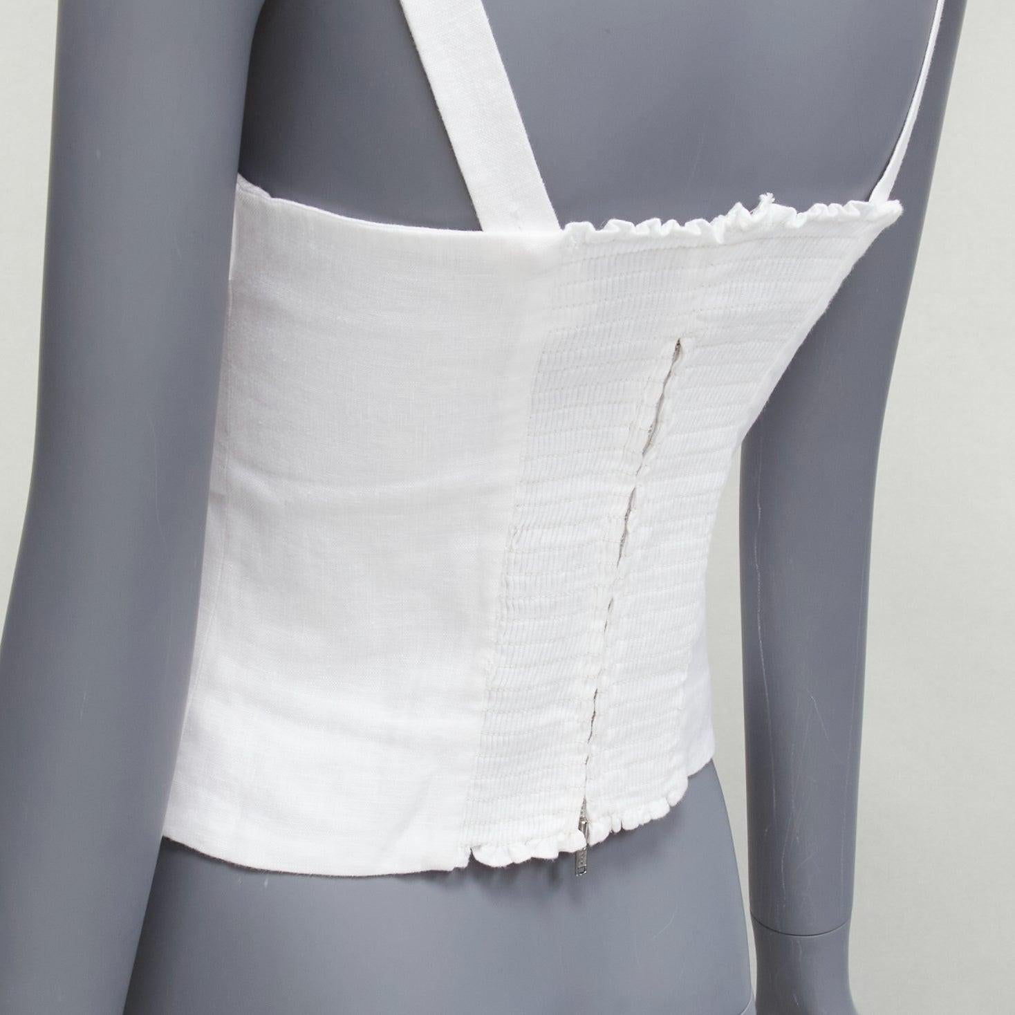 REFORMATION Sedgwick white linen bow detail foldover bust tank US2 S
Reference: SNKO/A00391
Brand: Reformation
Model: Sedgwick
Material: Linen
Color: White
Pattern: Solid
Closure: Zip
Lining: White Fabric
Extra Details: The Sedgwick is slim fitting