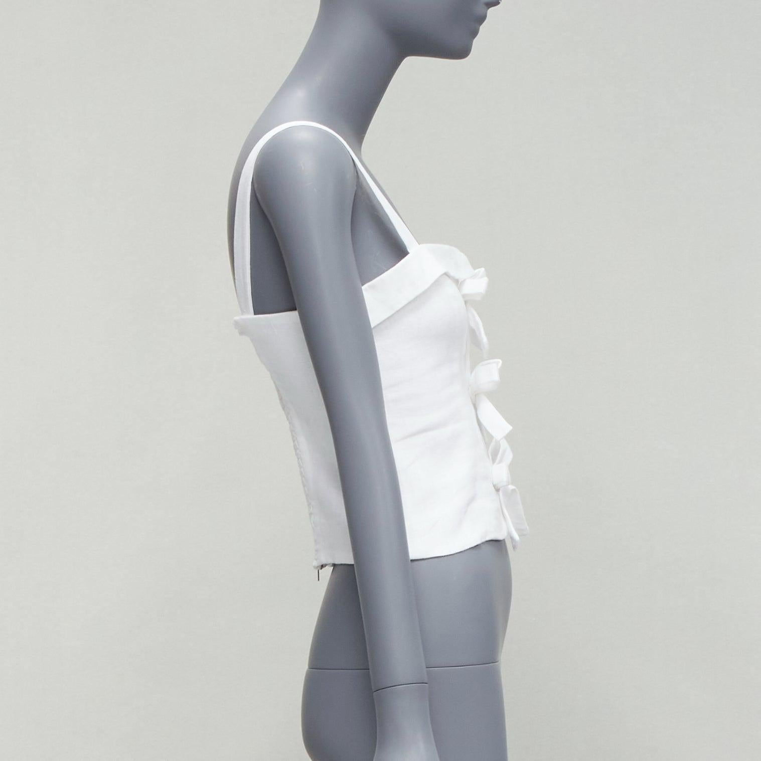 REFORMATION Sedgwick white linen bow detail foldover bust tank US2 S In Excellent Condition For Sale In Hong Kong, NT