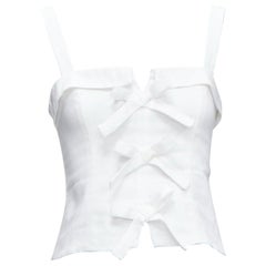 REFORMATION Sedgwick white linen bow detail foldover bust tank US2 S REFORMATION Sedgwick white linen bow detail foldover bust tank US2 S