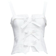 REFORMATION Sedgwick white linen bow detail foldover bust tank US2 S REFORMATION Sedgwick white linen bow detail foldover bust tank US2 S