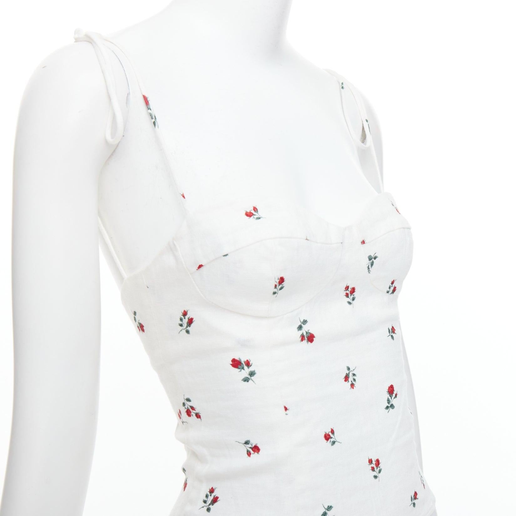 REFORMATION ensemble de 2 débardeurs en lin à carreaux verts imprimés roses taille US0 XS en vente 5