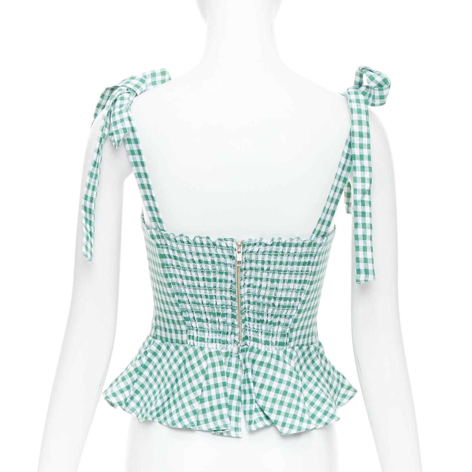 Gris REFORMATION ensemble de 2 débardeurs en lin à carreaux verts imprimés roses taille US0 XS en vente