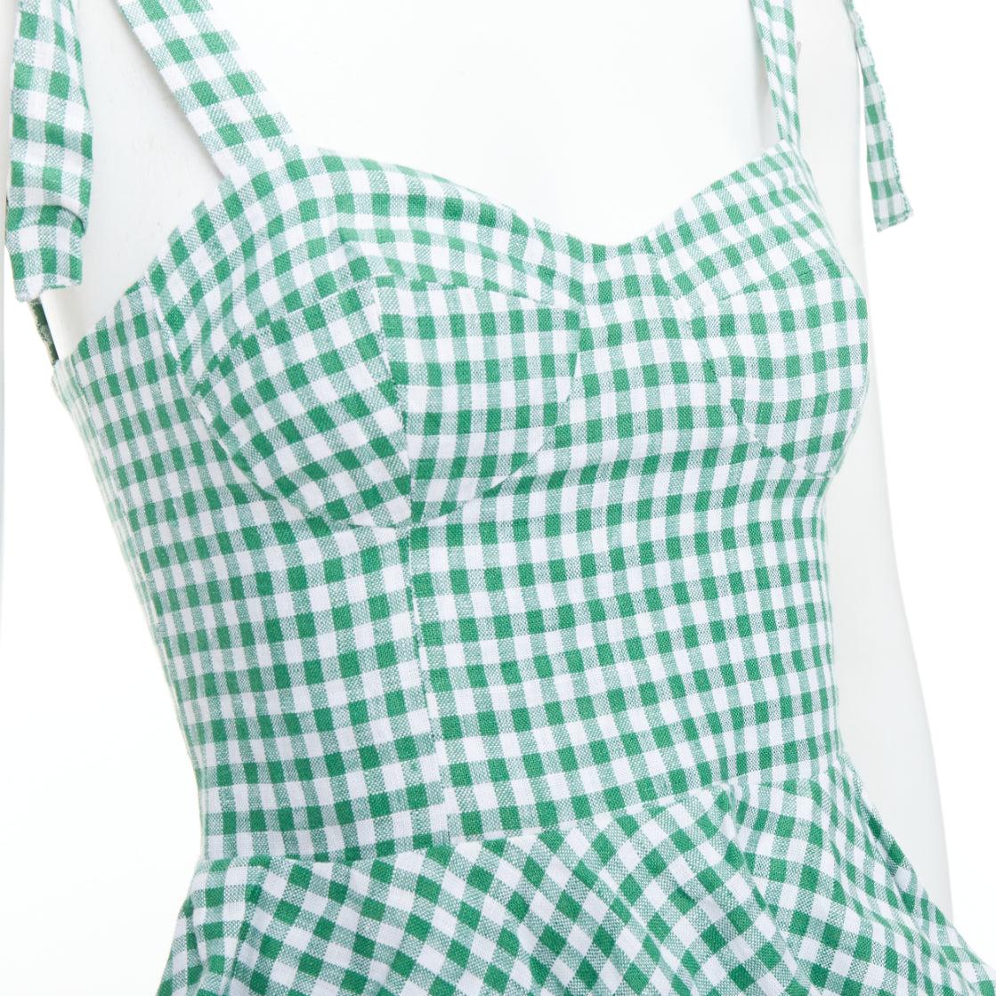 REFORMATION ensemble de 2 débardeurs en lin à carreaux verts imprimés roses taille US0 XS Pour femmes en vente