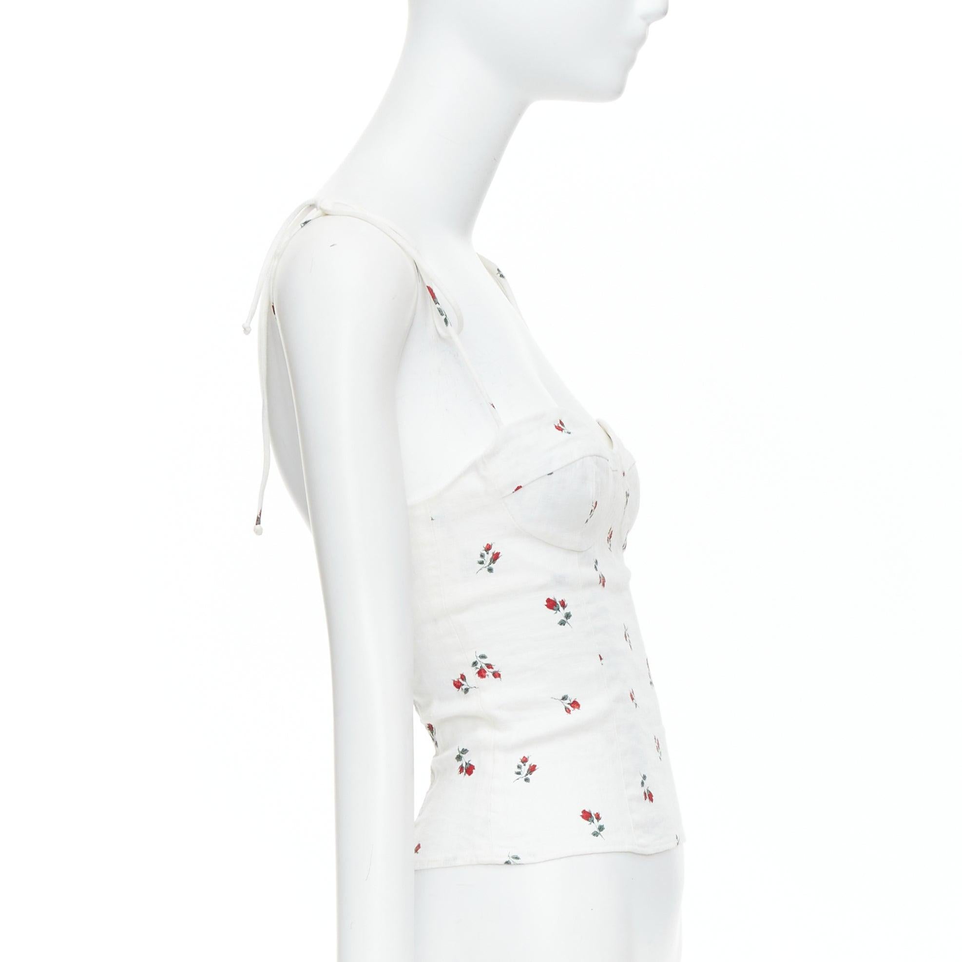 REFORMATION ensemble de 2 débardeurs en lin à carreaux verts imprimés roses taille US0 XS en vente 3