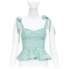 REFORMATION SEt of 2 green checkered linen top rose print tank US0 XS