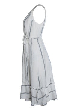 Reformation, striped ruffled linnen midi dress