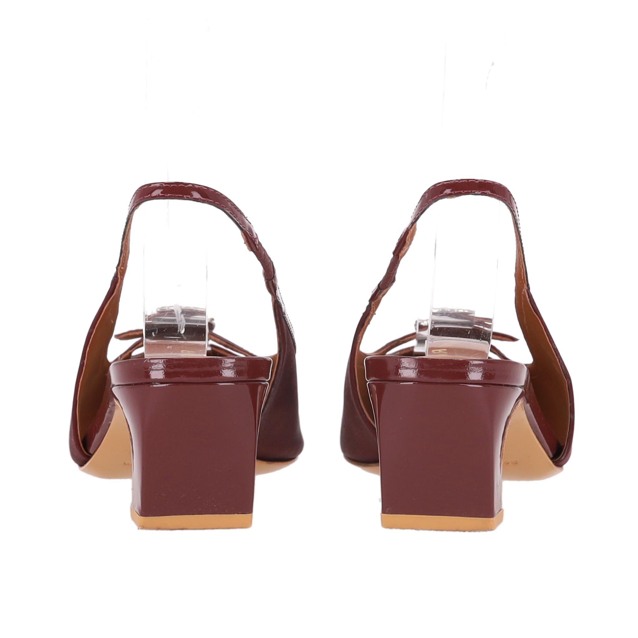 Reformation Suede Slingback Heels With A Crystal Buckle In Excellent Condition For Sale In London, GB