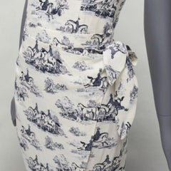 REFORMATION Tabatha blue white linen Toile de Jouy print dress US2 S