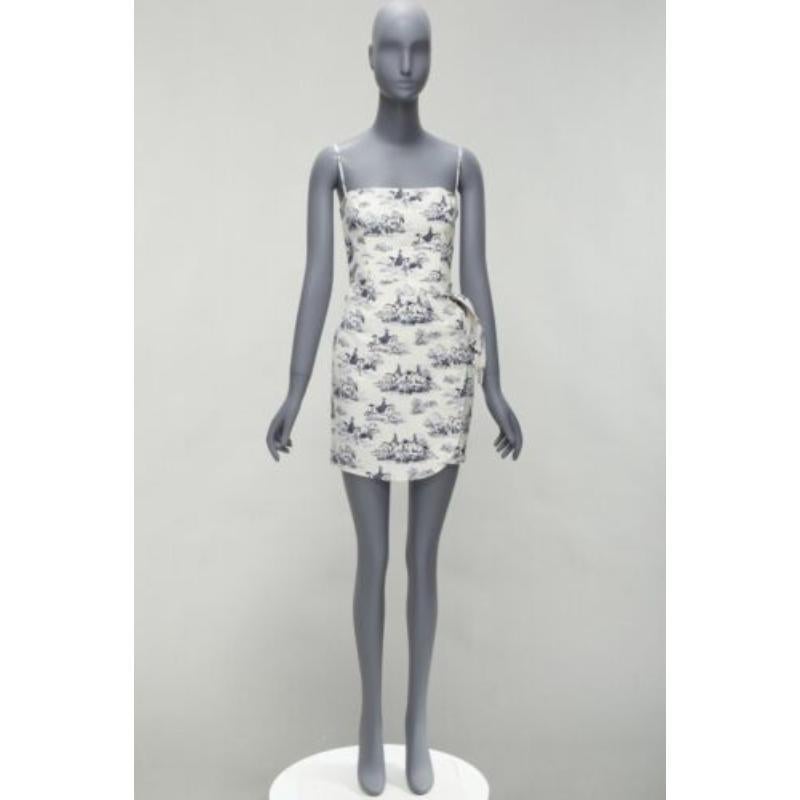REFORMATION Tabatha blue white linen Toile de Jouy print dress US2 S For Sale 4