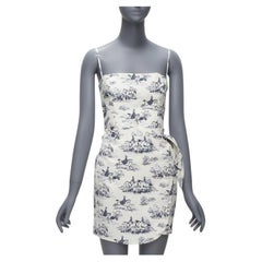 REFORMATION Tabatha blue white linen Toile de Jouy print dress US2 S