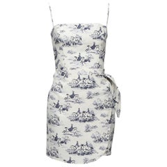REFORMATION Tabatha blue white linen Toile de Jouy print dress US2 S