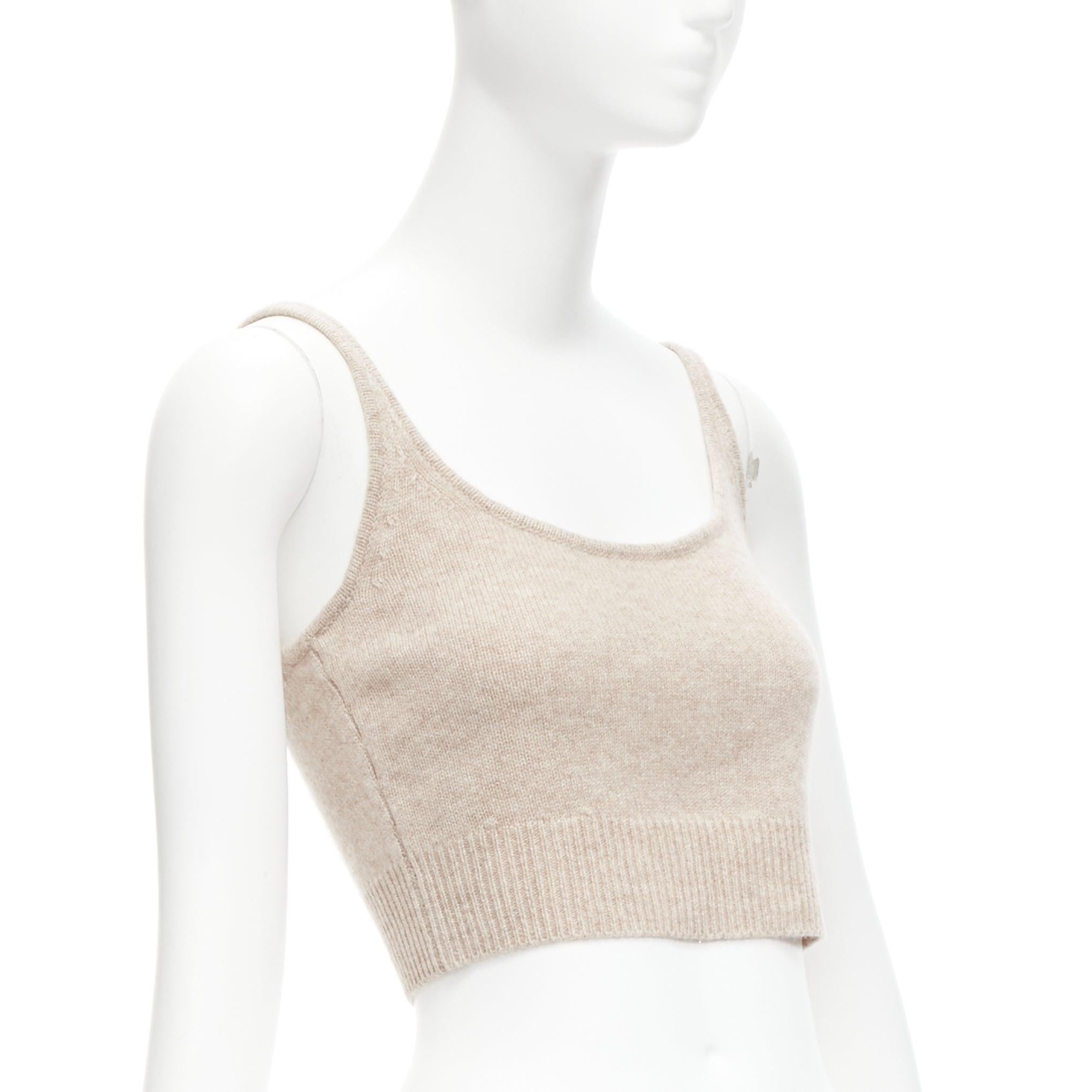 Beige REFORMATION Varenne 100% recycled cashmere scoop neck cropped tank top XS For Sale