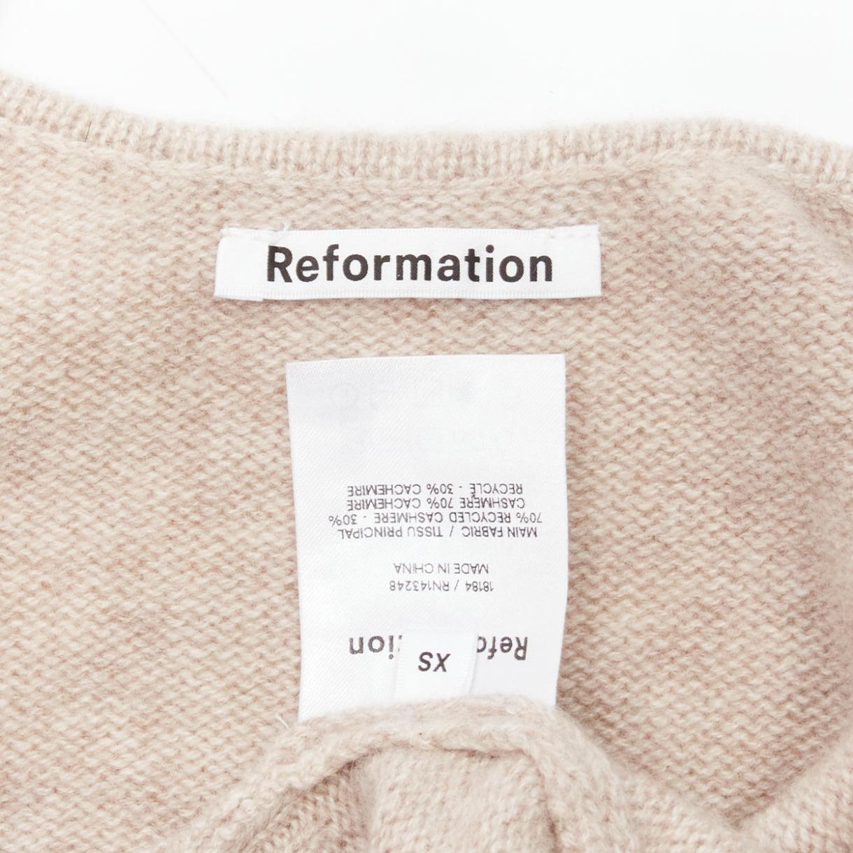 REFORMATION Varenne 100% recycled cashmere scoop neck cropped tank top XS For Sale 3