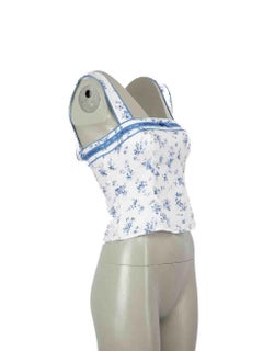 Reformation White & Blue Floral Print Top Size XS