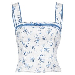 Reformation White & Blue Floral Print Top Size XS