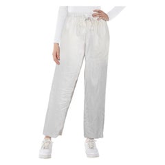 Reformation White Drawstring Straight Trousers Size S