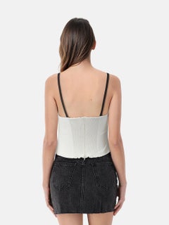 Reformation White Sleeveless Black Lace Trim Top Size XXS