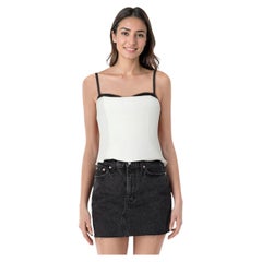 Reformation White Sleeveless Black Lace Trim Top Size XXS