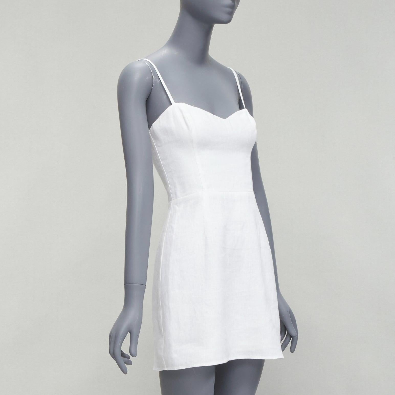 Gray REFORMATION white sweetheart neckline strappy fitted mini dress S For Sale