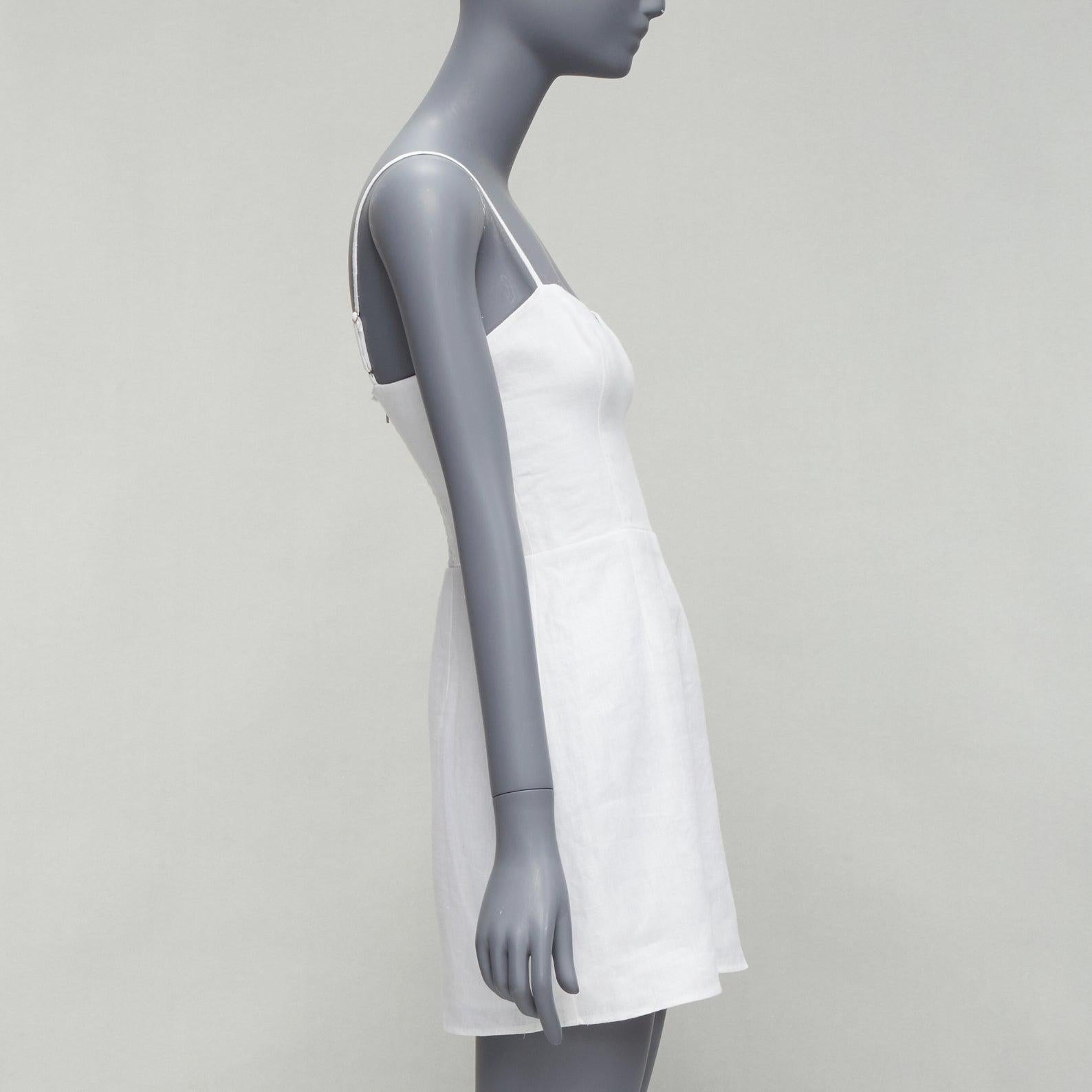REFORMATION white sweetheart neckline strappy fitted mini dress S In Excellent Condition For Sale In Hong Kong, NT