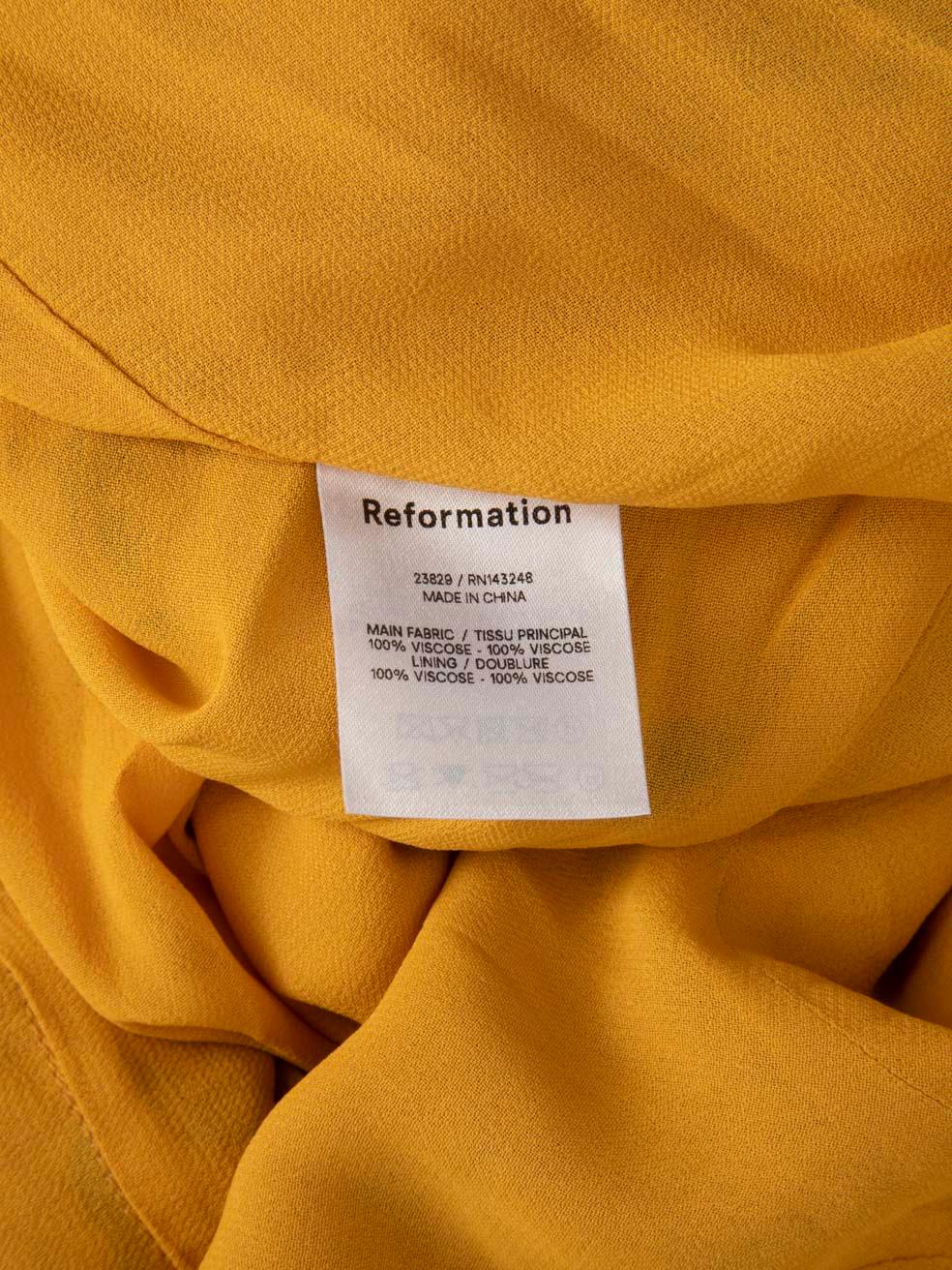 Reformation Yellow Floral Print Midi Dress Size XL 2