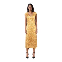 Reformation Yellow Silk Floral Print Maxi Dress Size XS