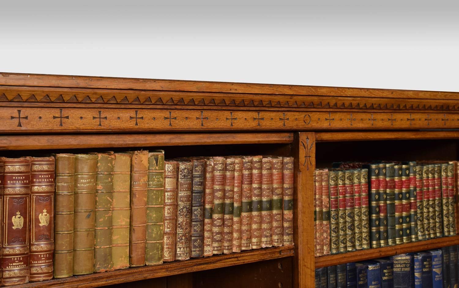 19th Century Reformed Gothic Golden Oak Open Bookcase