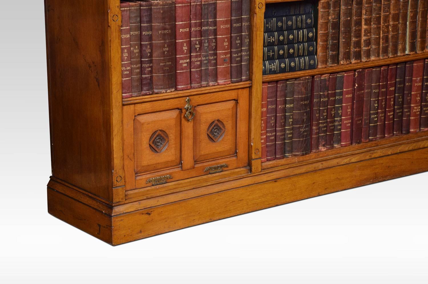 Reformed Gothic Golden Oak Open Bookcase 2