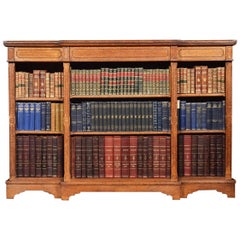 Reformed Gothic Oak Open Breakfront Bookcase