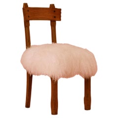 Reformed Gothic Wooden Chair with Mongolian Sheepskin