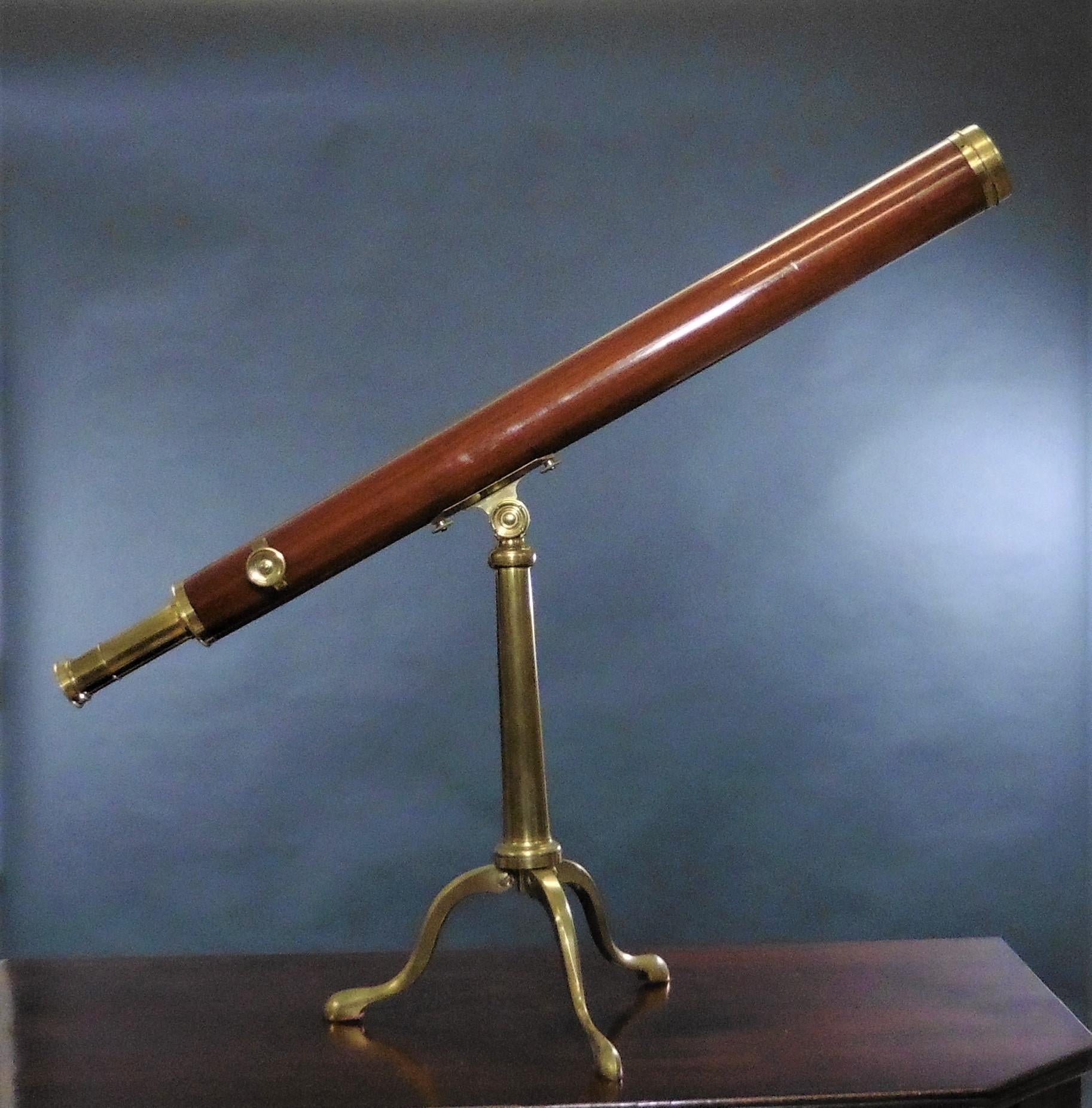 Refracting Mahogany Telescope Signed Watkins, Charing Cross In Good Condition For Sale In Norwich, GB