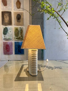 Refractory Ceramic Table Lamp with Lampshade Included and Textile Cable
