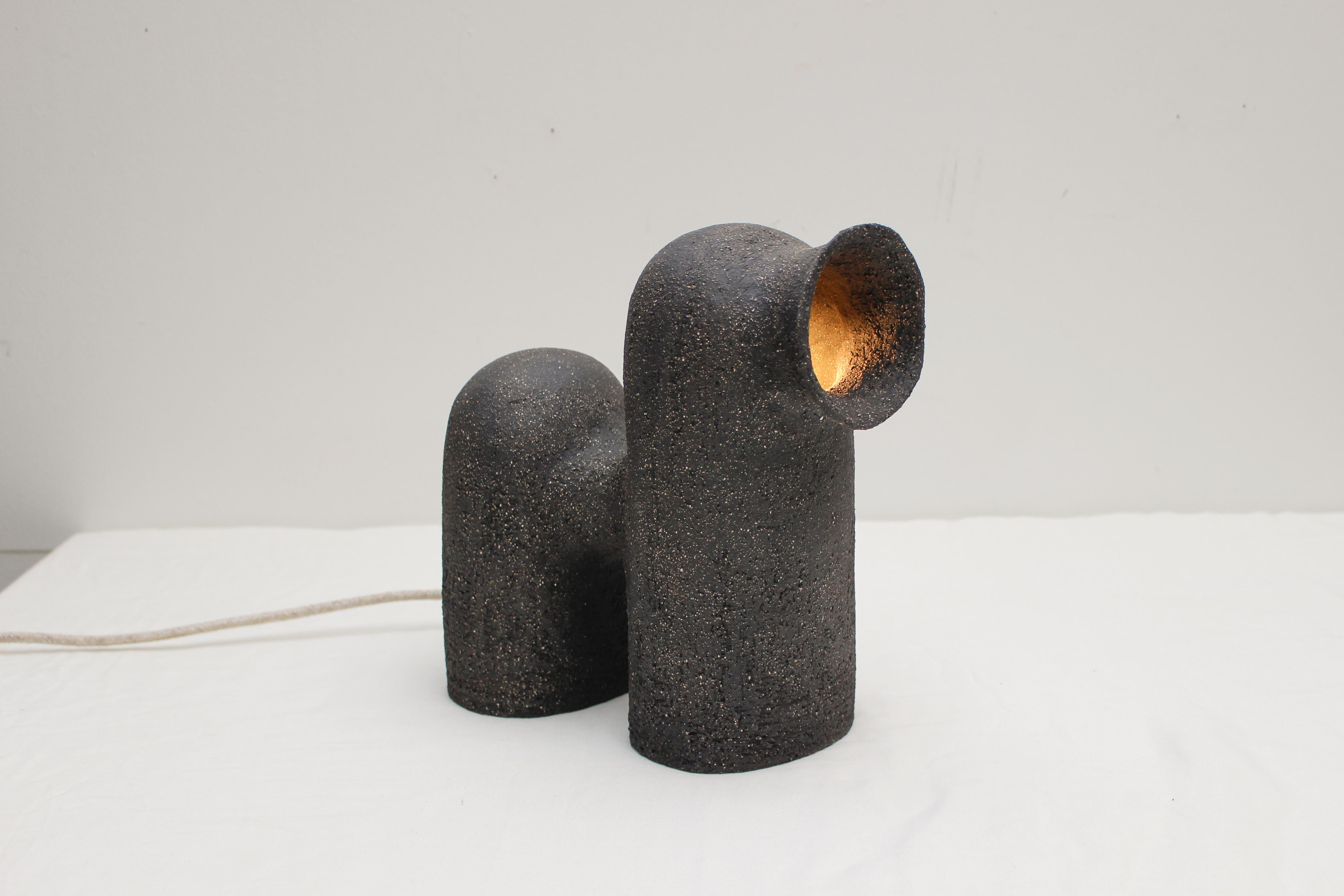French Refuge Black Stoneware Table Lamp by Elisa Uberti