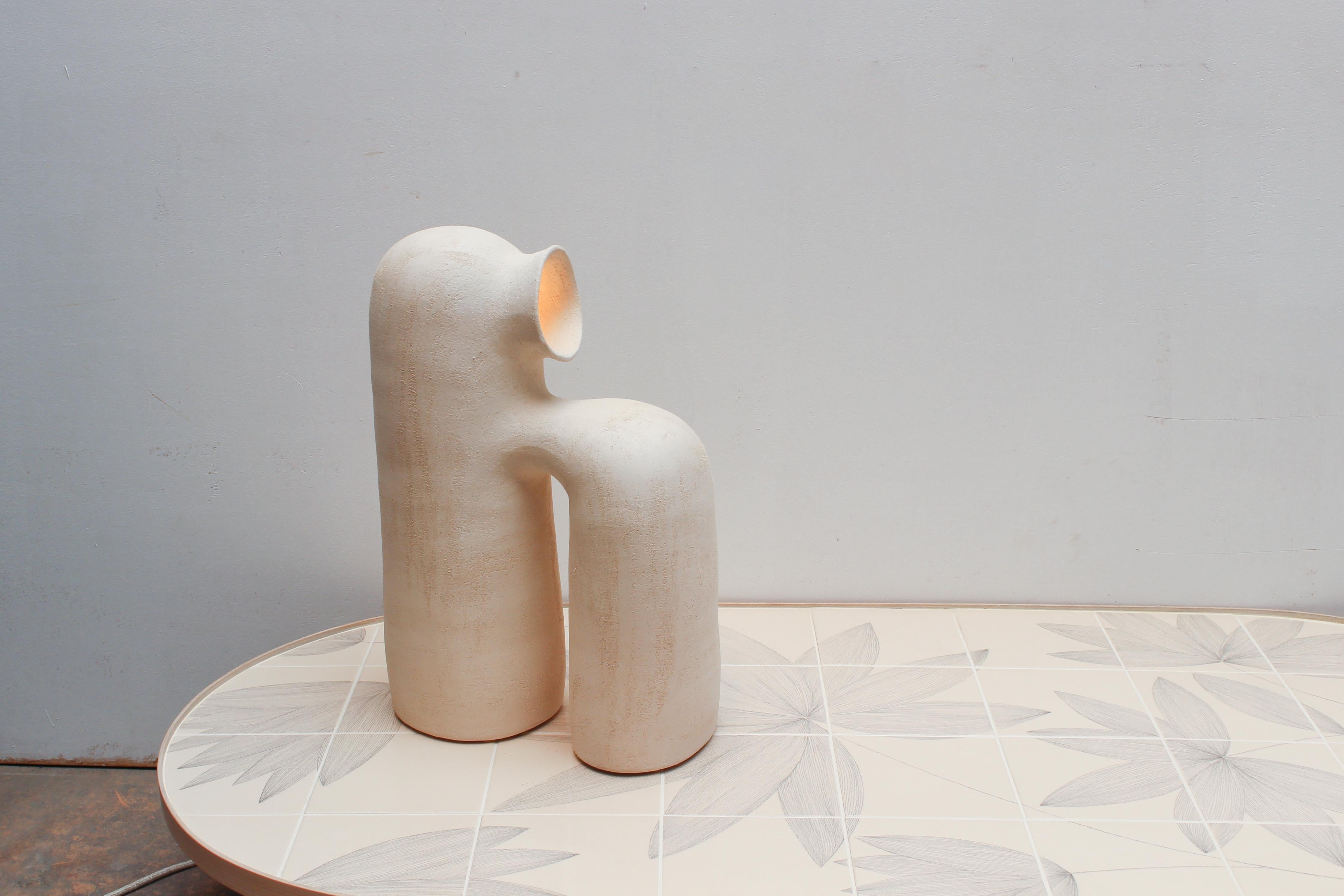 Modern Refuge White Stoneware Table Lamp by Elisa Uberti