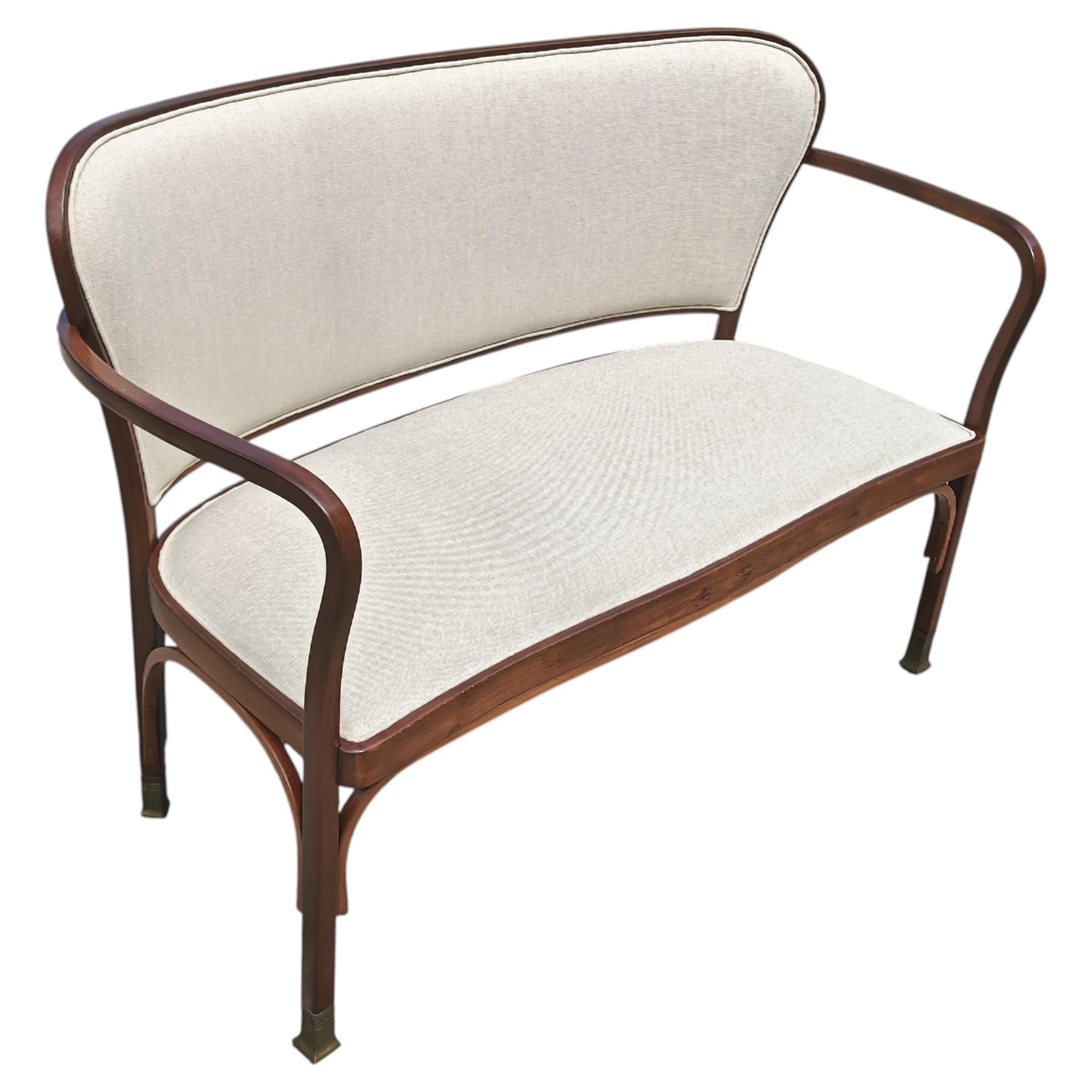 Refurbished Art Nouveau Settee No. 717 by Gustav Siegel for J.J. Kohn, 1899