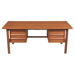 Refurbished Danish Modern Teak Executive Desk with Storage