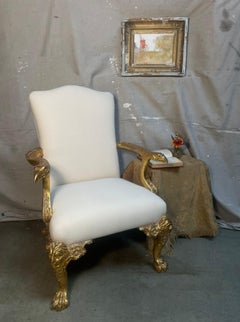 Refurbished Hand Carved Lion and Duck Chair