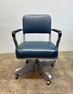 Refurbished Steelcase Rolling Steno Tanker Chair, Navy Blue