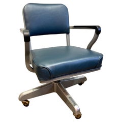 Refurbished Steelcase Rolling Steno Tanker Chair, Navy Blue